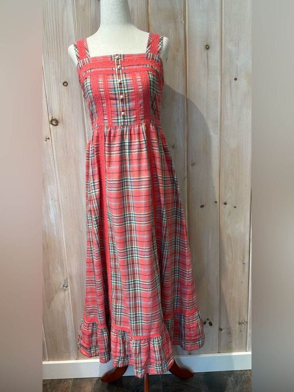 Goelia Pink Plaid Smocked long Sundress